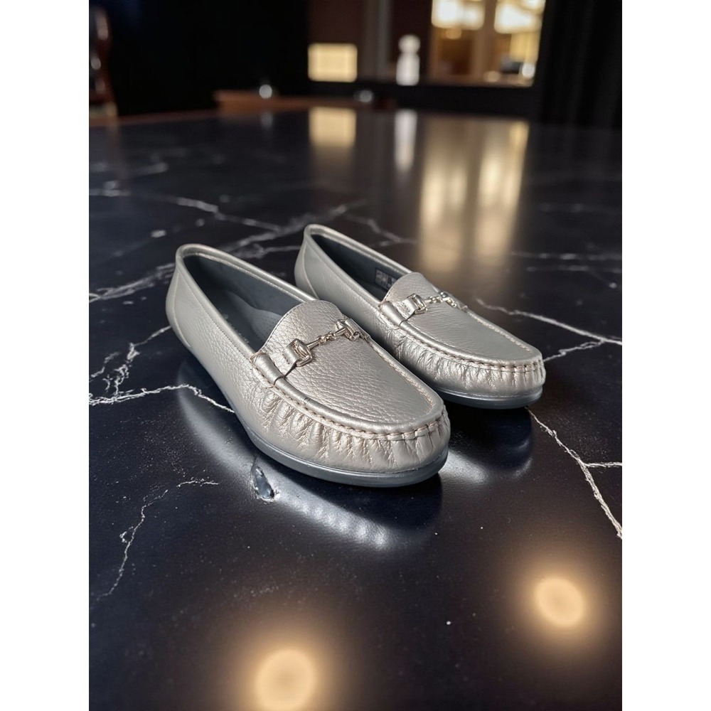 SAS Metro Tripad Comfort Pewter Leather Horsebit Loafers Shoes Women's 8.5 Med.